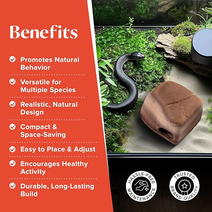 Gecko Cave Reptile Hide - Naturalistic Terrarium Shelter for Geckos, Lizards,Snakes, Bearded Dragons, Tortoises and Other Reptiles - Sandstone