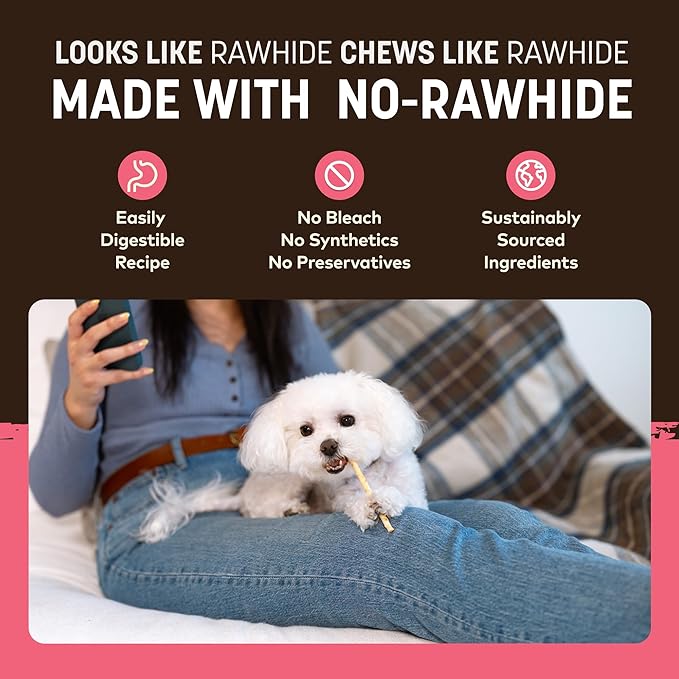 Earth Animal No-Hide Stix Salmon Recipe Natural Rawhide Alternative Dog & Cat Chews - 20 Count Value Pack