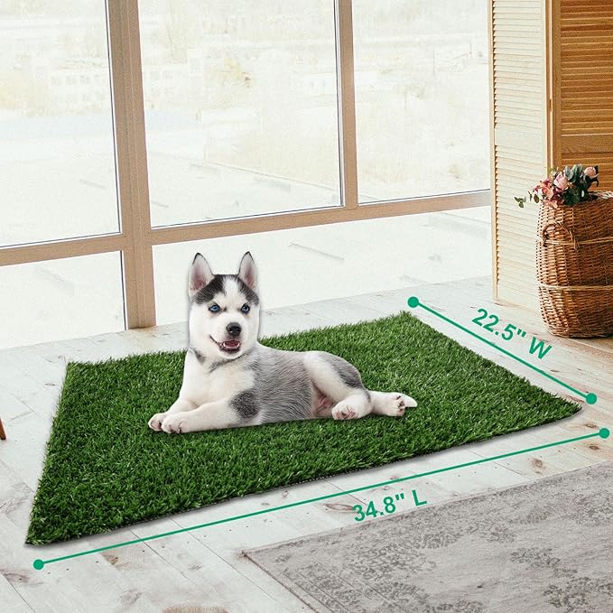 Dog Grass Mat, Synthetic Turf for Indoor/Outdoor Puppy Potty Training Durable, Drainable & Easy-Clean Pet Bathroom Mat for Small to Large Dogs Grass Only (34.6"x22.5")