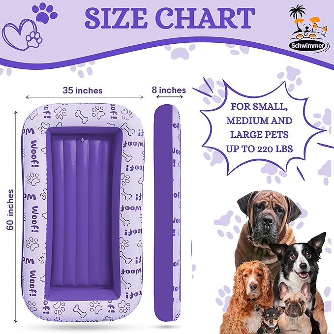 Schwimmer Dog Pool Float โ Premium Pool Float for Large Dogs up to 220lbs โ Durable & Inflatable Dog Raft for Pool, Lake & Beach โ Comfortable & Safe Floating Mat for Summer Fun - Dog Floatie