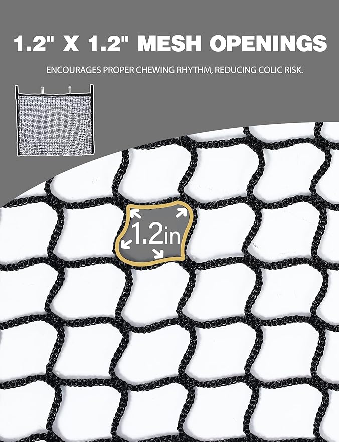 Harrison Howard Square Opening Slow Feed Hay Nets for Horses Large Capacity Horse Feed Bag Reduce Hay Waste Promote Healthy Digestion Black 35 * 31''