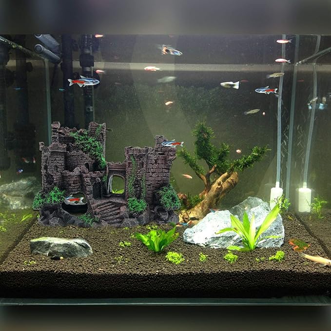 PINVNBY Reptile Resin Castle Decoration,Bearded Dragon Habitat Accessories Crested Gecko Hideouts Cave Reptiles Vines Flexible Jungle Climbing Vines Decor for Chameleon Snake Gecko Lizard(4 Pcs)