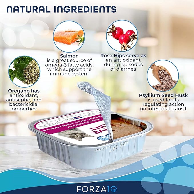 Forza10 Wet Cat Food Intestinal, Fish Salmon Cat Food Flavor, Sensitive Stomach Wet Cat Food for Adult Cats with Gastrointestinal and Digestive Problems (32 Pack)