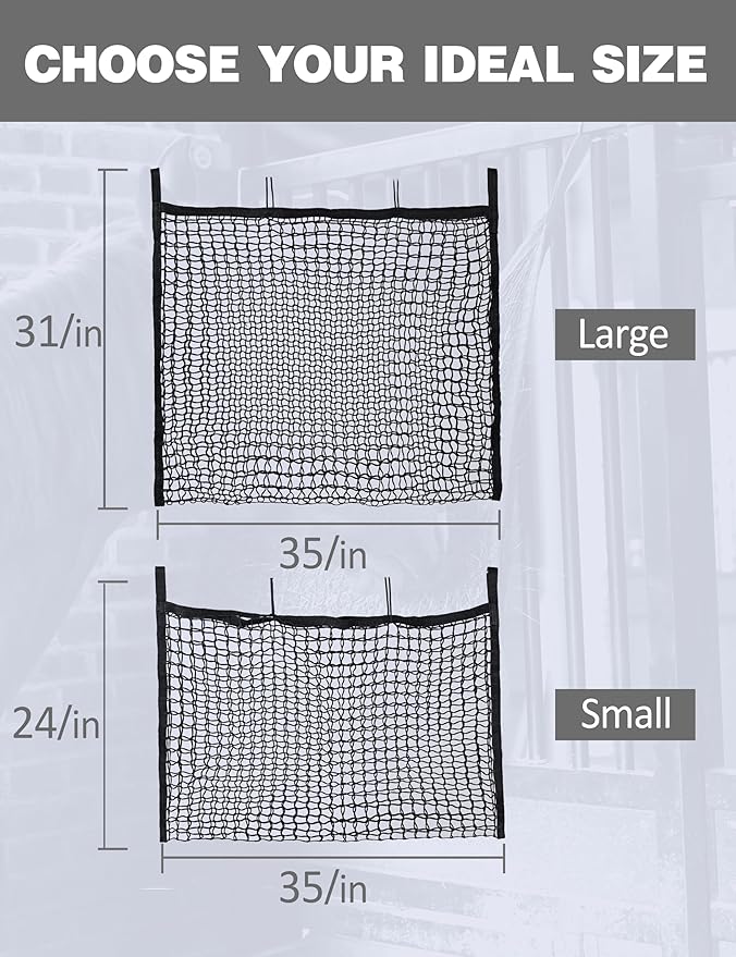Harrison Howard Square Opening Slow Feed Hay Nets for Horses Large Capacity Horse Feed Bag Reduce Hay Waste Promote Healthy Digestion Black 35 * 31''