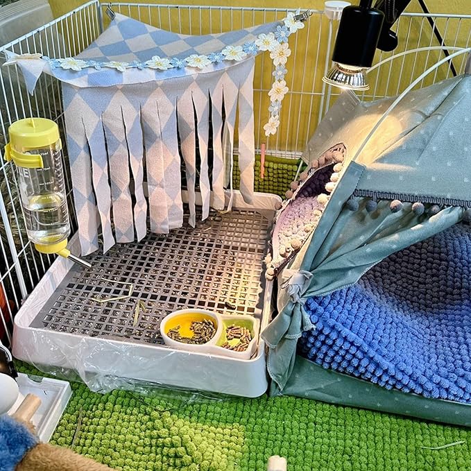 Oncpcare 15x12 Guinea Pig Litter Box with Grid, Small Animal Litter Tray for Cage, Bunny Restroom Pan Toilet Potty Training for Rabbit Ferret Chinchilla Rat