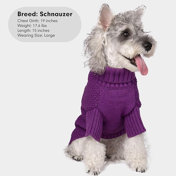 cyeollo Dog Sweater Pullover Turtleneck for Dogs, Classic Knitwear Fall Winter Cold Weather Doggie Clothes Warm Pet Apparel Small Dog Sweaters, Purple M