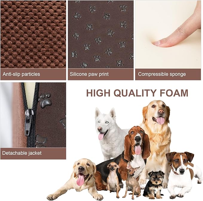 Dog Stairs for Small Dogs, 3 Tiers High Density Foam Dog Ramp, Extra Wide Non-Slip Pet Steps for High Beds Or Couch, Soft Foam Doggie Ladder for Dogs Injured, Older Pets, Small Cats