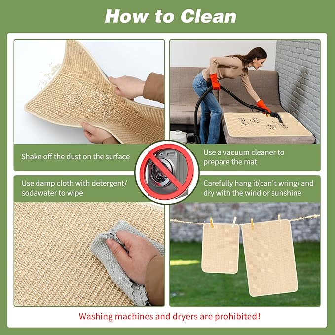 FHTONGE 2 Pcs Sisal Rabbit Scratching Mats for Cage Bedding, Large Bunny Scratch Pads Rabbit Mat with Non-Slip Base, Rabbits Chew Toy Grass Mats for Claw Teeth Grinding Biting Sleeping Nesting Cooling