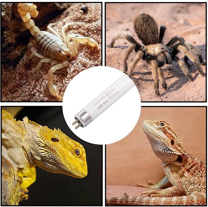 Aiicioo T5 HO Reptile UVB Light - Desert UVA UVB 10.0 Fluorescent Lamp 22" Tube Lighting Desert Reptile UVB Lamp 24W for Turtles Chameleon Tortoises Lizard Bearded Dragon