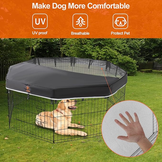 PJYuCien Mesh Top Cover - Fits 8 Panels 24 Inch Width Plastic/Metal Pet Pen Octagonal Dog Playpen (Note: Only Pen Top Cover, NO PLAYPEN!!!)