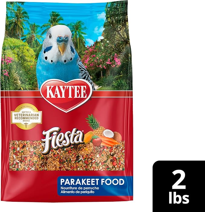 Kaytee Fiesta Parakeet Food, Nutritious and Fun Blend, Supports Skin, Feather, Digestion, Brain and Heart Health, 2 pounds