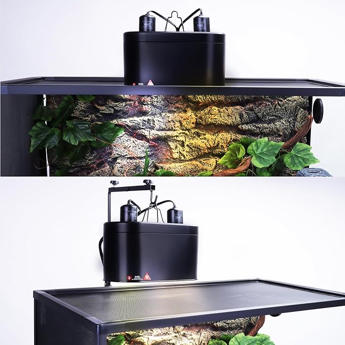 Aiicioo Dual Reptile Light Fixture 150W Double Dome UVB lamp Fixture Reptile Combo Deep Dome Lamp Fixture with Independent Switches for Reptile Terrarium and Tortoise Habitat