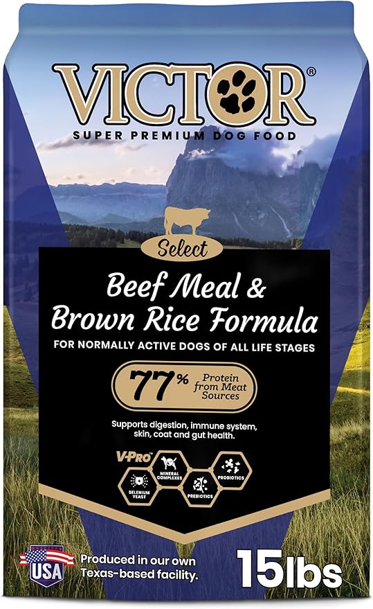 VICTOR Super Premium Dog Food – Select Beef Meal & Brown Rice Formula for Immune and Gut Health – Gluten-Free Beef Meal Dry Dog Food for All Normally Active Dogs of All Life Stages, 15 lbs