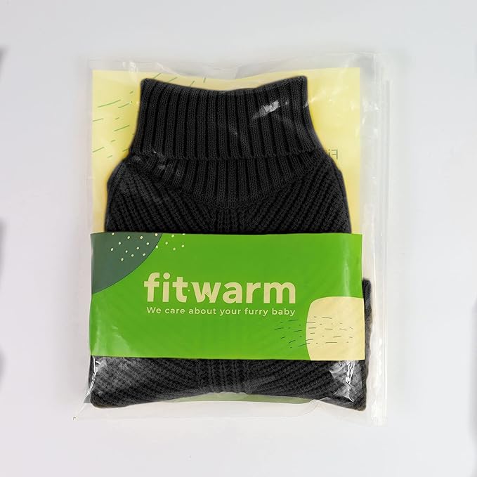 Fitwarm Dog Turtleneck Sweater, Thermal Knitted Pet Coat, Dog Winter Clothes for Small Dogs, Cat Apparel, Black, Medium