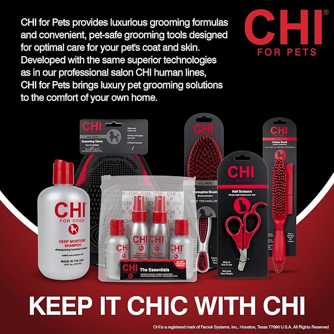 CHI for Dogs Shed Control Shampoo - Anti-Shedding Dog Wash for Excess Fur and Loose Hair - Gentle Formula for All Coat Types - Sulfate and Paraben Free - pH Balanced - Made in USA, 16 Fl Oz