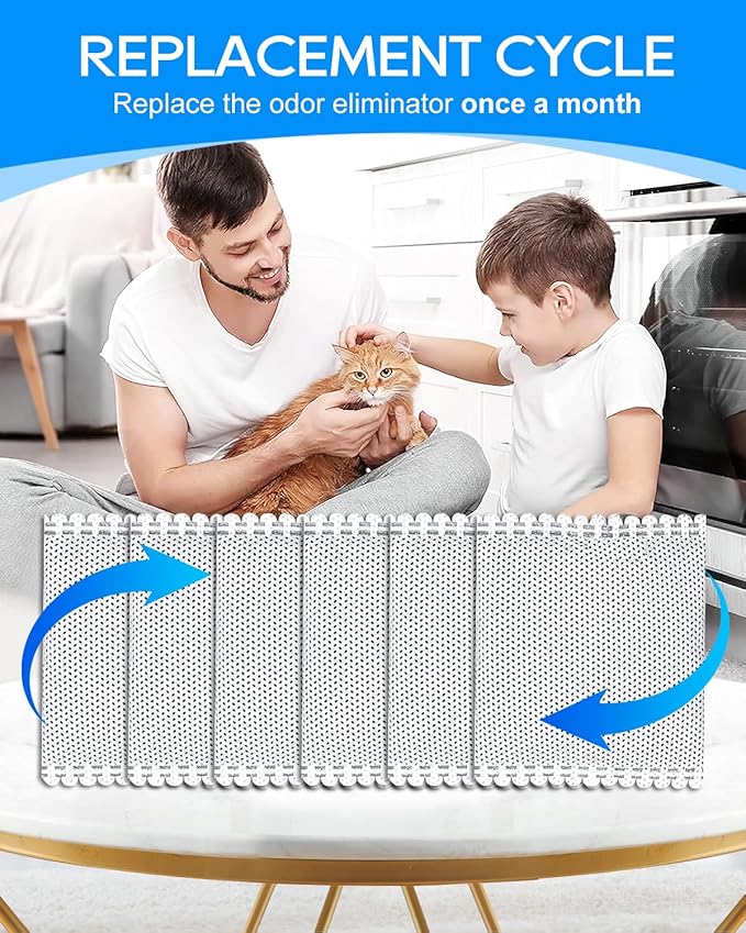 Cat Litter Box Deodorizer Filter Compatible with OKSOTY Stainless Steel & Compatible with PuraMAX Self Cleaning Litter Boxes, Odor Absorber for Strong Odor, 6PCS
