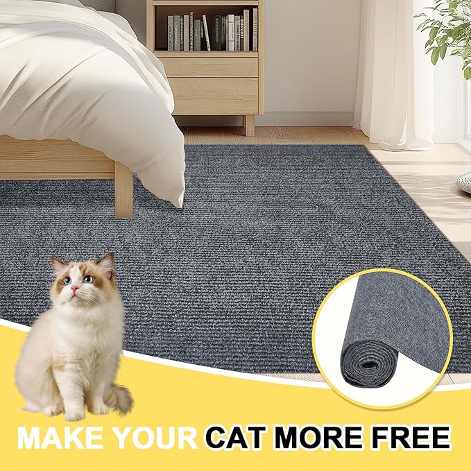 Cat Scratch Couch Furniture Protector, Adhesive Cat Scratch Pad Deterrent for Furniture, DIY Climbing Cat Scratcher Couch Protector from Cat Claws Scratching for Indoor(LightGrey,78x15.8In)