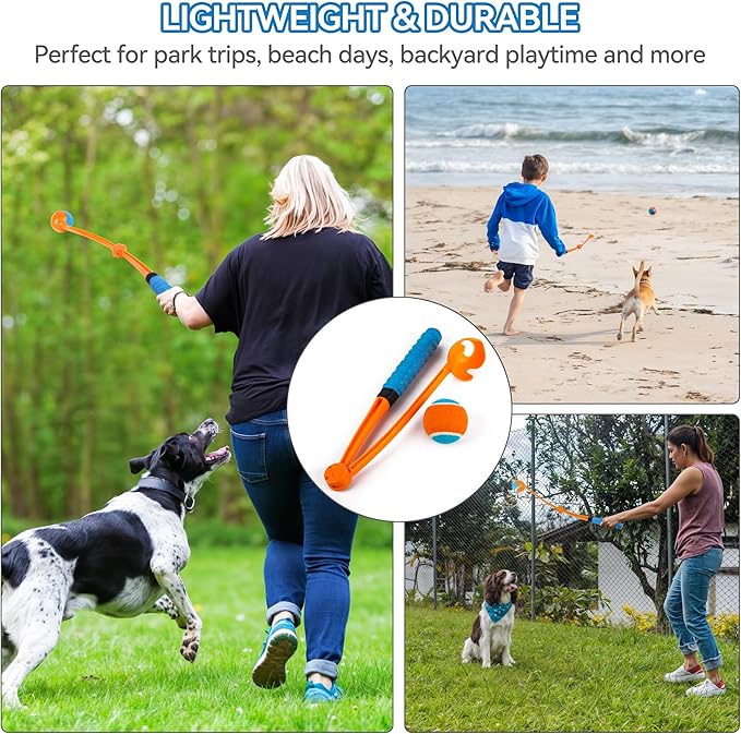 AFP 25“ Dog Ball Launcher – Interactive Dog Toy for Outdoor, Foldable, Lightweight Design with Non-Slip Handle, Includes Medium Ball (2.5'')