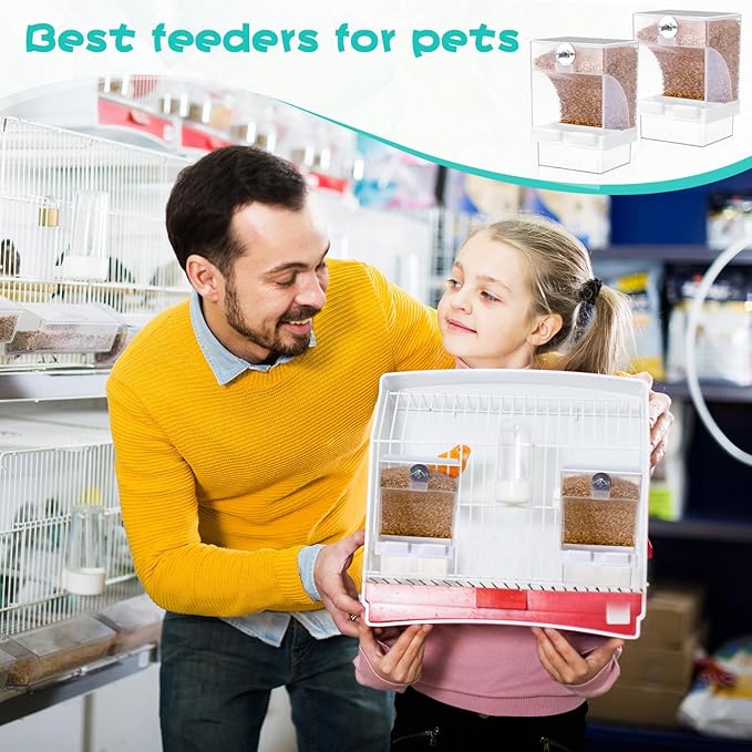 8 Pcs No Mess Bird Feeder Parrot Automatic Feeder Bird Seed Container Water Dispenser for Parakeet Seed Food Container Cage Accessories for Canary Cockatiel Finch