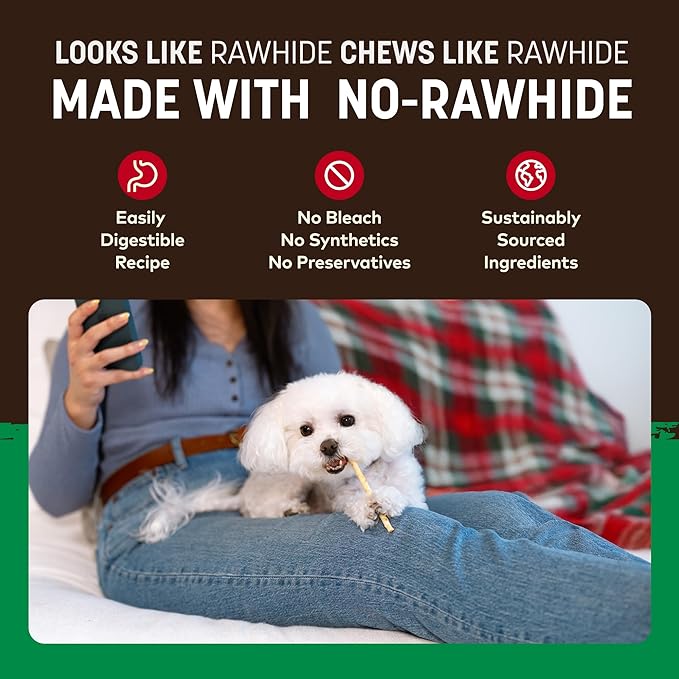 Earth Animal No-Hide Seasonal Stix Holiday Feast Recipe Natural Rawhide Alternative Dog & Cat Chews - 20 Count Value Pack