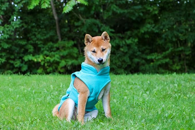 JACKO & CO - Fleece Vest Sweater with Leash Ring - Soft Lightweight Breathable for Puppies Small Medium Dogs, Kitten, Cats, Chihuahua - Warm for Fall/Autumn/Winter (Turquoise, Small 4-6lbs)