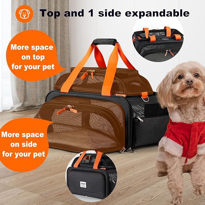 17x12x8.3 TSA Approved Expandable pet Carrier for Extra-Small Dog Under 6 lbs,Small-Medium cat Under 8 lbs,for jetblue and Other Airlines only Have 8.5'' Height Space underseat