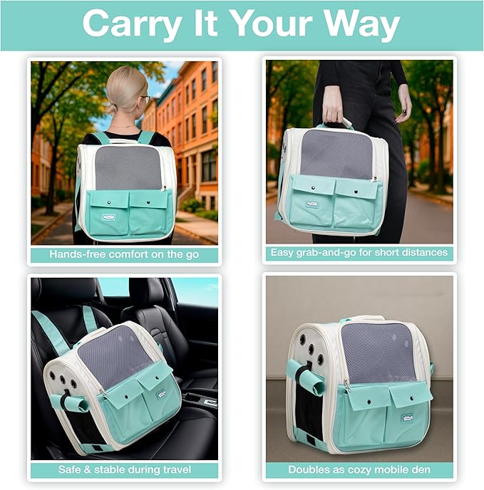 CMP – Pet Backpack Carrier for Small Dogs, Cats, Kittens, Rabbits – Airline Approved Travel Bag with Breathable Mesh and Padded Straps – Soft-Sided Cat Carrier Backpack for Hiking, Camping, Trips