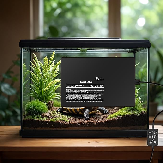 Simple Deluxe 8X12 Inch 16W Reptile Heating Pad with Adjustable Thermostat Under Tank Terrarium Heating Mat for Turtles, Lizards, Frogs, and Other Reptiles