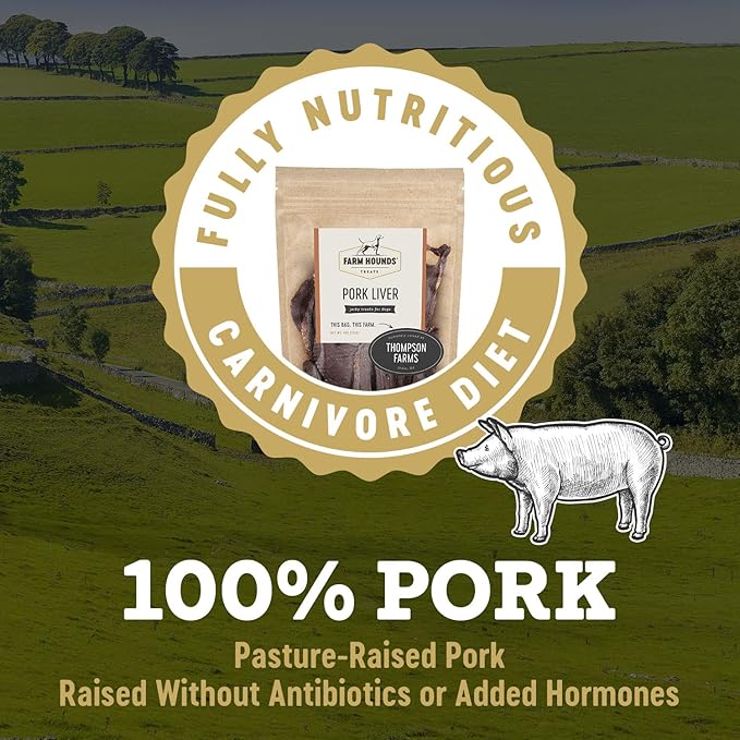 Farm Hounds - Pork Liver - Premium Natural Jerky for Dogs - Made from 100% Humanely Raised Pork - Organ Treats - Great for Training & Treats - No Added Fillers - Made in USA - 4 oz - 1 Pack