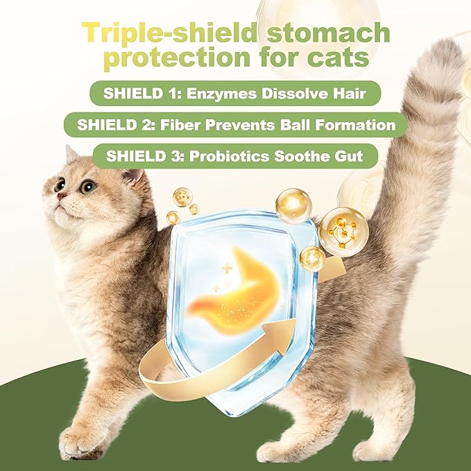 Hairball Remedy Treats Cat Furball Treatment Powder for Cats Natural Hairball Control Supplement with Slippery Elm Marshmallow Root Psyllium Husk 6 Billion Probiotics Digestive Support