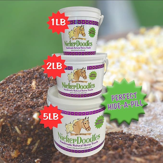 Horse Treats - 2 lb Pail - Effortlessly Give Medications with Our Soft Baked Treats - Training Treats are The Perfect Motivator - No Additives or Preservatives