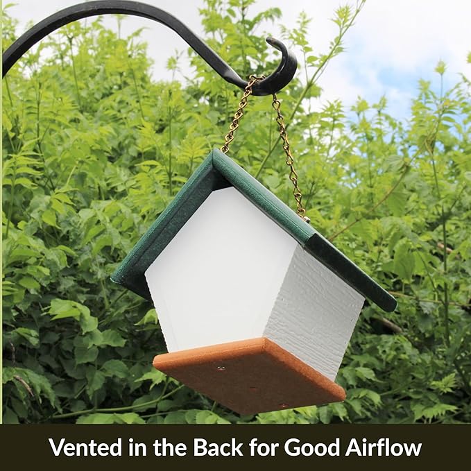 HomePro Garden Hanging Wren House: Forest Green Poly Lumber Bird House for Outdoors