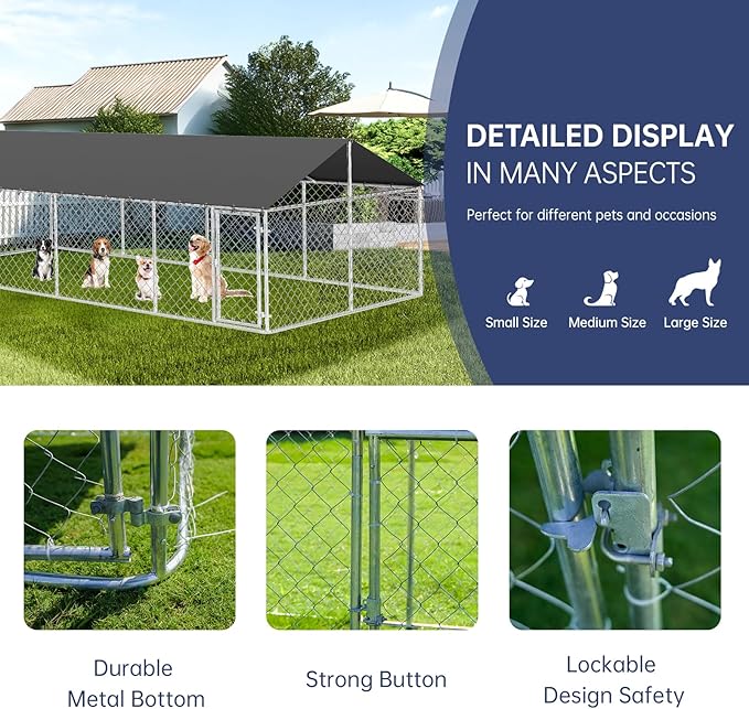 Outdoor Dog Playpen Heavy Duty Dog Kennel House Mesh Dog Big Cage Pet Kennel Steel Fence with Secure Lock