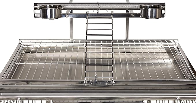 Prevue Pet Products Large Stainless Steel Play Top Bird Cage, Rust Resistant Metal Cage for Birds with Rooftop Ladder and Playtop