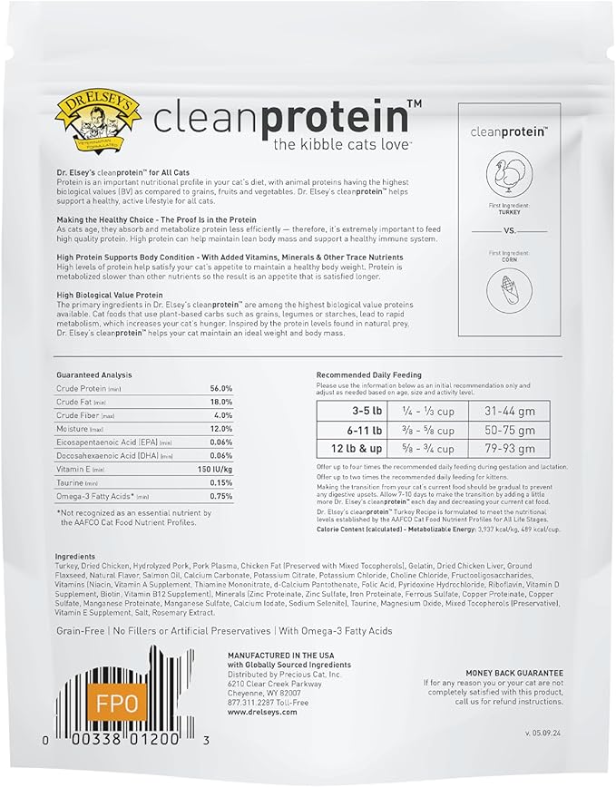 Dr. Elsey's cleanprotein Turkey Cat Kibble 6.6 lb Bag