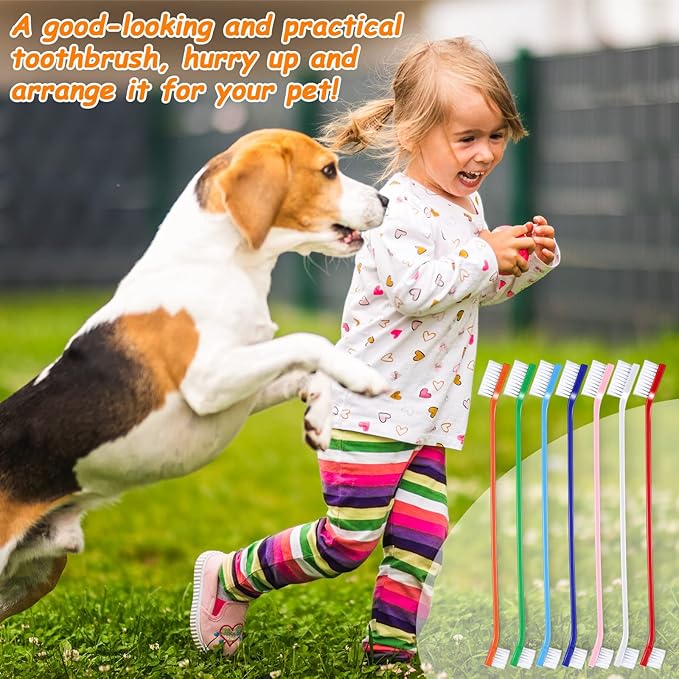 Dog Tooth Brush Pet Toothbrush Soft Grooming Dogs Toothbrush Dog Double Sided Puppy Long Handle Brush for Large and Small Teeth Cleaning Dental Oral Care(70 Count,Colorful)