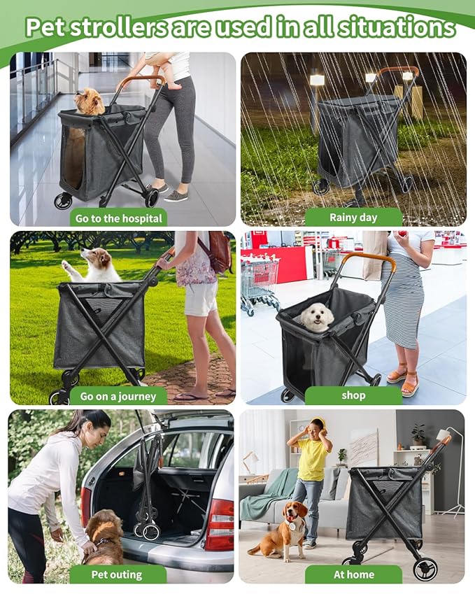 Folding Pet Stroller Dog Stroller for Small/Medium Dogs, Cat ,4 Wheels