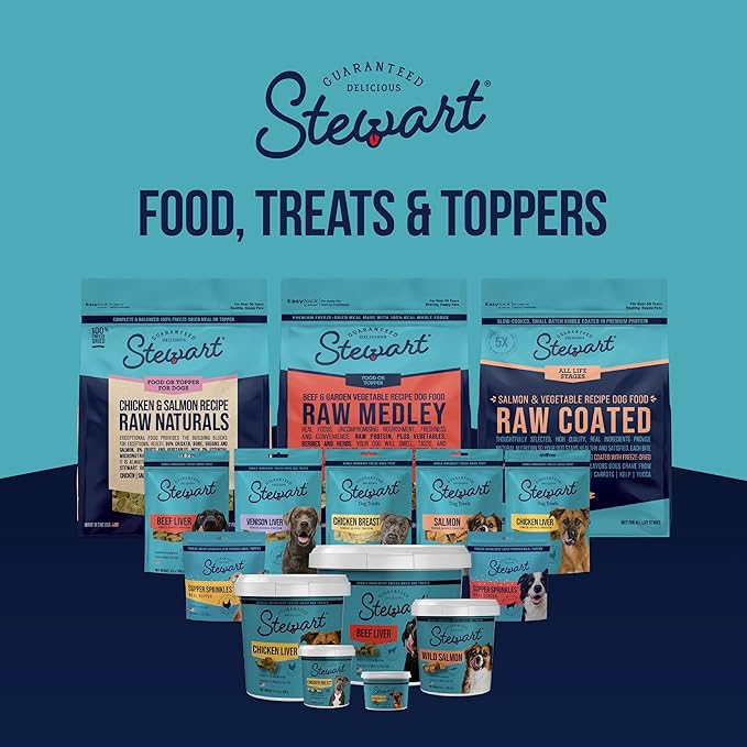 Stewart Single Ingredient Freeze Dried Raw Dog Treats, Chicken Liver, 1.5 Ounce, Approx. 25 Pieces per Resealable Tub, Training Treats or Meal Topper, High Protein, Grain Free, Gluten Free