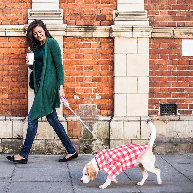 GreenJoy Plaid Dog Sweaters Hoodies Sweatshirts for Dogs Cats, Warm and Soft Cold Weater Coats for Christmas (Pink, X-Large)