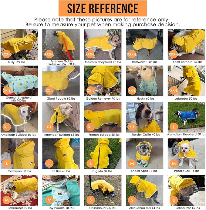 Lukovee Dog Raincoat, Adjustable Dog Rain Jacket with Clear Hooded Double Layer for Large Medium Small Dogs Puppies, Waterproof Rain Coat Poncho with Reflective Storage Pocket & Rim (Yellow, XXL)