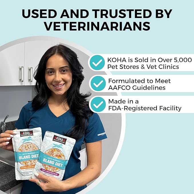 KOHA Pet Limited Ingredient Bland Diet for Dogs Value Pack, Beef and White Rice Recipe Sensitive Stomach Wet Dog Food, Gentle Formula Easy to Digest Bland Diet Dog Food, Pack of 30