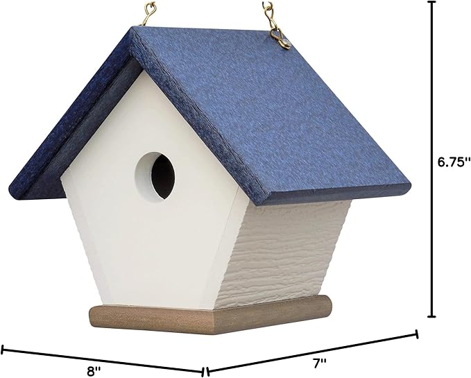 HomePro Garden Hanging Wren House: Navy Blue Poly Lumber Bird House for Outdoors