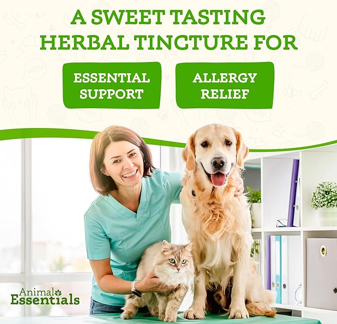 Animal Essentials Seasonal Allergy - Formulated with Nettle Leaf, Eyebright Herb, Licorice and Burdock Root, Herbal Formula for Dogs and Cats, Organic Herbs, Natural Vitamins and Minerals - 2 fl oz