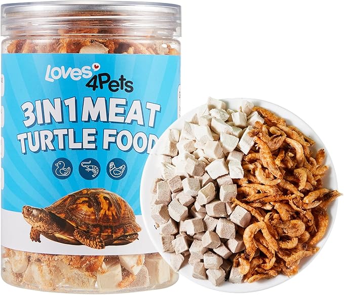 Turtle Food - Natural Freeze-Dried Chicken, Duck and Antarctic Krill โ 3 in 1 Premium Treats for Reptiles, Cats & Dogs โ Human-Grade Real Meat