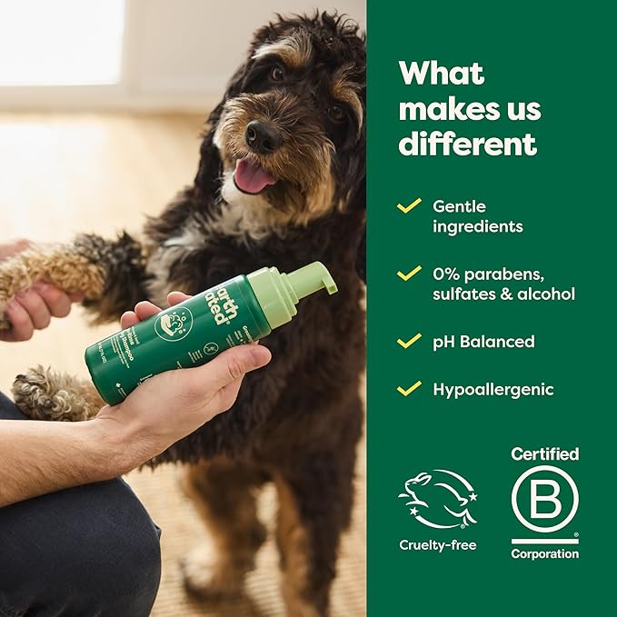 Earth Rated Waterless Dog Shampoo & Conditioner, Convenient No-Rinse Wash for Cleaning, Conditioning & Detangling, for All Coat Types, Refreshing White Tea and Basil Scent, 7 oz