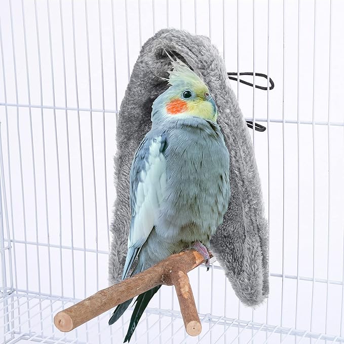 Comfort Corner Fleece Bird Blanket Parrot Cage Snuggle Hut Warm Bird Nest House Bed Hanging Hammock Toy for Parakeet Cockatiel Pigeon Small Animals Shelter Plush Bedding(Size L)