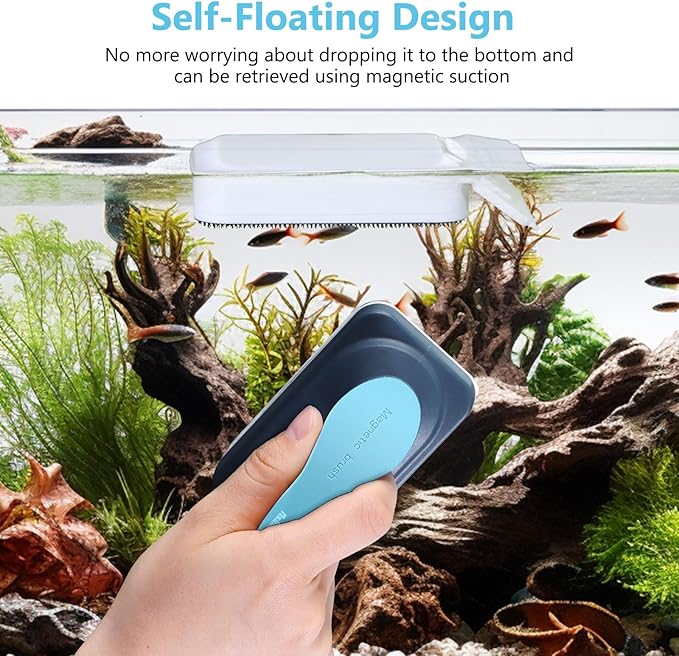 fishkeeper Aquarium Magnetic Glass Cleaner, Fish Tank Algae Magnet Cleaning Tool with Algae Scraper for Glass Aquariums Tank, Floating Scrubber Brush, 2 Detachable Scrapers, Small