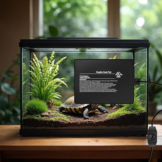 Simple Deluxe 6X8 Inch 8W Reptile Heating Pad with Temperature Adjustable Knob Under Tank Terrarium Heating Mat for Turtles, Lizards, Frogs, and Other Reptiles, 2 Pack