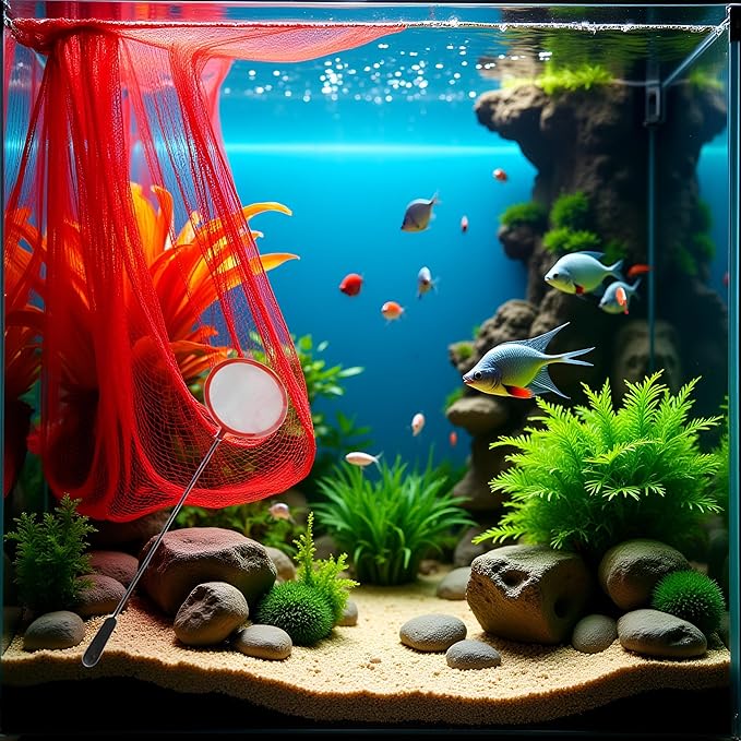 1Pc Random Color Aquarium Fish Net 3 Inches Fine Mesh Skimmer for Small Fish for Tank Catching Cleaning Net with 9 Inches Long Handle Aquarium Net Fine Mesh Cleaning Small
