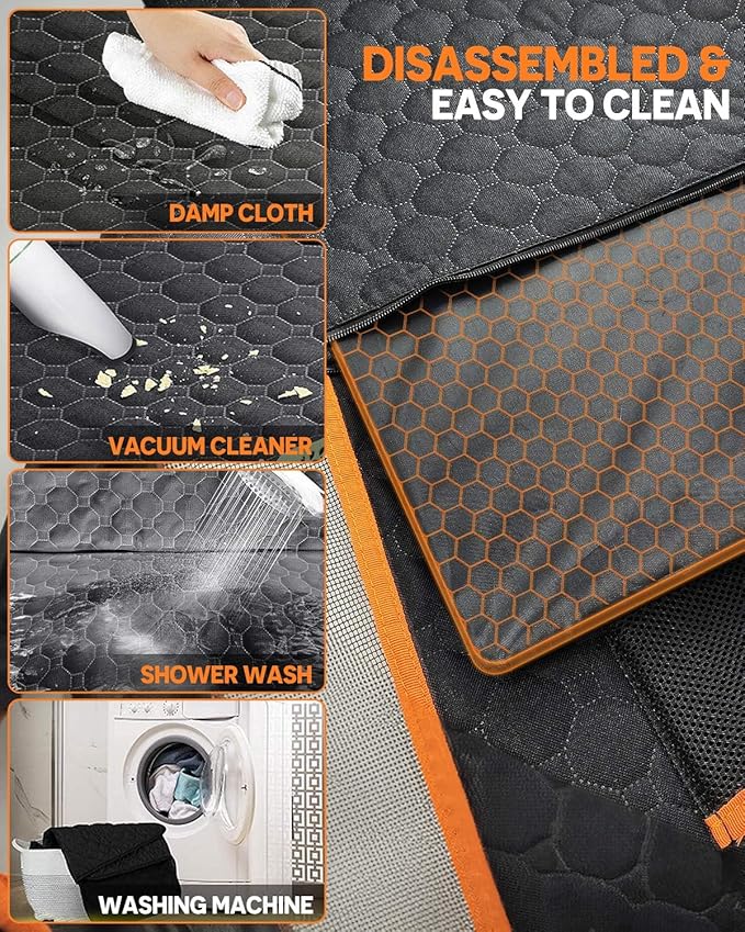 Victoper Back Seat Extender for Dogs, Dog Car Seat Cover with Detachable Hard Bottom Holds 440 LB, 600D Heavy Dog Seat Cover with 2 Seatbelts, 100% Waterproof Backseat Extender for Sedan SUV Truck